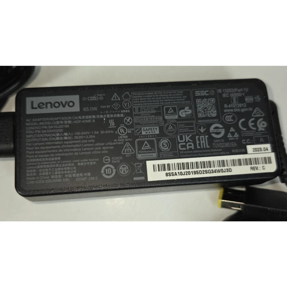 Lenovo Laptop Charger AC Adapter Power Supply 20V 3.25A 65W ADP-65ME B Computer
